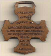 WWI and WWII - back side of WWI medal from Lincoln, Kansas