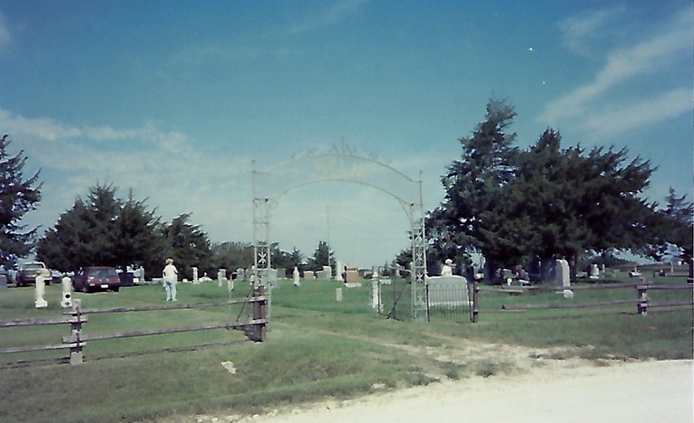 Entrance to the Delhi Cemetery in Osborne County Kansas. This photo was taken on a sunny Kansas Day in the mid 1990s.
